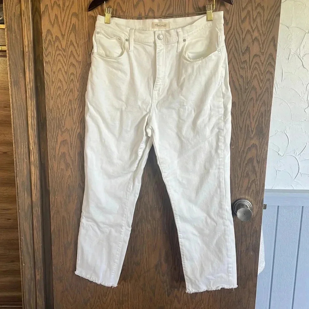 White Madewell High Rise Slim Crop‎ Boy Jeans 30